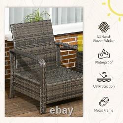 3 Pcs Patio Rattan Garden Bistro Set 2 Padded Chair Seating Storage Coffee Table