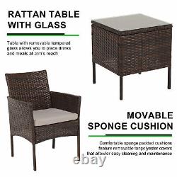 3 Pcs Rattan Garden Furniture Bistro Set Chair Coffee Table Patio Outdoor Brown