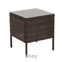 3 Pcs Rattan Garden Furniture Bistro Set Chair Coffee Table Patio Outdoor Brown