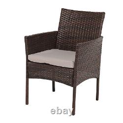 3 Pcs Rattan Garden Furniture Bistro Set Chair Coffee Table Patio Outdoor Brown