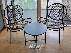 3 Piece Bistro Patio Set Garden Dining Furniture Table Outdoor Set Black NEW