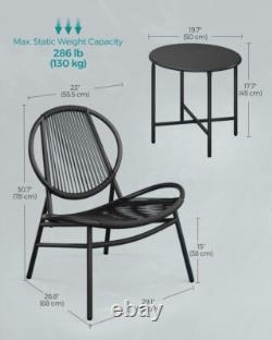 3 Piece Bistro Patio Set Garden Dining Furniture Table Outdoor Set Black NEW