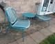 3 Piece Bistro Patio Set Garden Dining Furniture Table Outdoor Set Blue New
