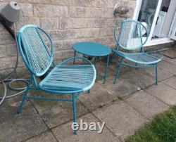 3 Piece Bistro Patio Set Garden Dining Furniture Table Outdoor Set Blue NEW