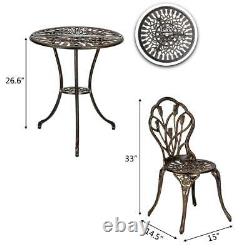 3 Piece Garden Furniture Set Patio Bistro Set Aluminum Dining Table and Chairs