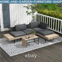 3 Piece L Shaped Garden Sofa Set with Table Cushions Outdoor Patio Furniture Set