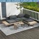3 Piece L Shaped Garden Sofa Set With Table Cushions Outdoor Patio Furniture Set