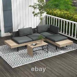 3 Piece L Shaped Garden Sofa Set with Table Cushions Outdoor Patio Furniture Set