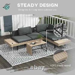 3 Piece L Shaped Garden Sofa Set with Table Cushions Outdoor Patio Furniture Set