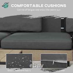 3 Piece L Shaped Garden Sofa Set with Table Cushions Outdoor Patio Furniture Set