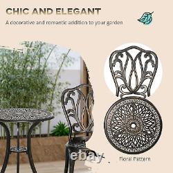 3 Piece Patio Bistro Set Aluminium Garden Furniture Set for Balcony Porch Bronze