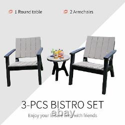3 Piece Patio Bistro Set Outdoor Garden Furniture Set with Round Table and Chairs