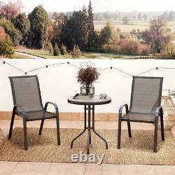3 Piece Patio Bistro Set Outdoor Garden Furniture Table And Chairs Metal Black