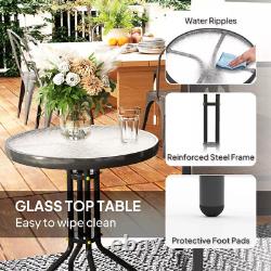 3 Piece Patio Bistro Set Outdoor Garden Furniture Table And Chairs Metal Black