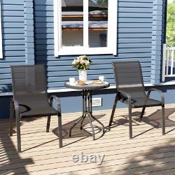 3 Piece Patio Bistro Set Outdoor Garden Furniture Table And Chairs Metal Black