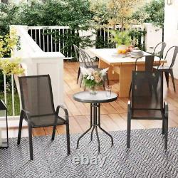 3 Piece Patio Bistro Set Outdoor Garden Furniture Table And Chairs Metal Black
