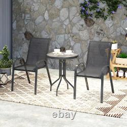 3 Piece Patio Bistro Set Outdoor Garden Furniture Table And Chairs Metal Black