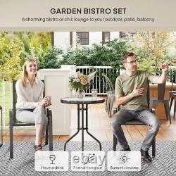 3 Piece Patio Bistro Set Outdoor Garden Furniture Table And Chairs Metal Black