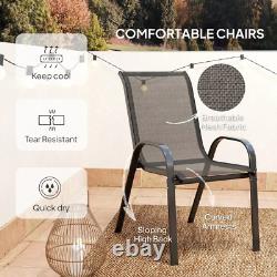3 Piece Patio Bistro Set Outdoor Garden Furniture Table And Chairs Metal Black