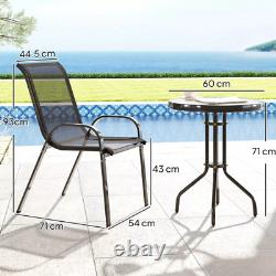 3 Piece Patio Bistro Set Outdoor Garden Furniture Table And Chairs Metal Black