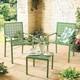 3 Piece Patio Set Garden Dining Furniture Table Outdoor Stackable Forrest Green