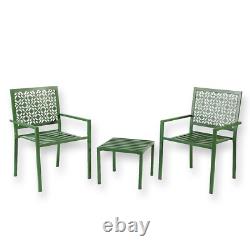 3 Piece Patio Set Garden Dining Furniture Table Outdoor Stackable Forrest Green