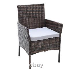 3 Piece Rattan Outdoor Patio Garden Furniture Coffee Table & 2 Chairs Bistro Set