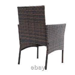 3 Piece Rattan Outdoor Patio Garden Furniture Coffee Table & 2 Chairs Bistro Set