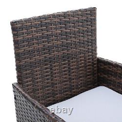 3 Piece Rattan Outdoor Patio Garden Furniture Coffee Table & 2 Chairs Bistro Set