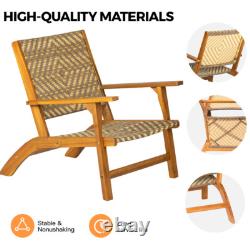 3 Piece Wooden Garden Bistro Set Acacia Wood Table Chair Patio Outdoor Furniture