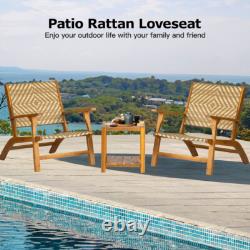 3 Piece Wooden Garden Bistro Set Acacia Wood Table Chair Patio Outdoor Furniture