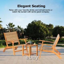 3 Piece Wooden Garden Bistro Set Acacia Wood Table Chair Patio Outdoor Furniture