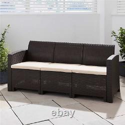 3 Seater Rattan Garden Furniture Outdoor Sofa Chair with Cushions Patio Bench