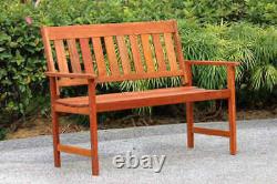 3 Seater Wooden Garden Bench Traditional Hardwood Outdoor Patio Furniture 120cm
