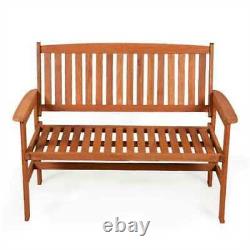 3 Seater Wooden Garden Bench Traditional Hardwood Outdoor Patio Furniture 120cm