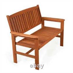 3 Seater Wooden Garden Bench Traditional Hardwood Outdoor Patio Furniture 120cm