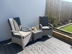3 pcs Leigh Rattan Garden Furniture Patio Bistro Set