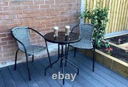 3 pcs PE Rattan Wicker Garden Furniture Patio Bistro Set