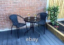 3 pcs PE Rattan Wicker Garden Furniture Patio Bistro Set