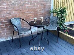 3 pcs PE Rattan Wicker Garden Furniture Patio Bistro Set