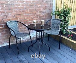 3 pcs PE Rattan Wicker Garden Furniture Patio Bistro Set