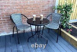 3 pcs PE Rattan Wicker Garden Furniture Patio Bistro Set