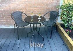 3 pcs PE Rattan Wicker Garden Furniture Patio Bistro Set