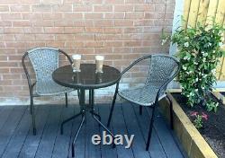 3 pcs PE Rattan Wicker Garden Furniture Patio Bistro Set