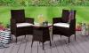 3pc Rattan Bistro Set Garden Patio Furniture 2 Chairs & Coffee Table