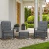 3pc Rattan Table Chair Bistro Garden Furniture Set Wicker Table Outdoor Patio