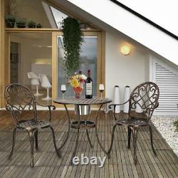 3PCS Bistro Set Outdoor Garden Patio Table & Chairs Cast Aluminium Furniture UK
