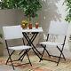 3pcs Folding Rattan Patio Garden Table And Chairs 2 Seat Furniture Set Courtyard