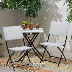 3PCS Folding Rattan Patio Garden Table And Chairs 2 Seat Furniture Set Courtyard