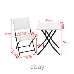 3PCS Folding Rattan Patio Garden Table And Chairs 2 Seat Furniture Set Courtyard